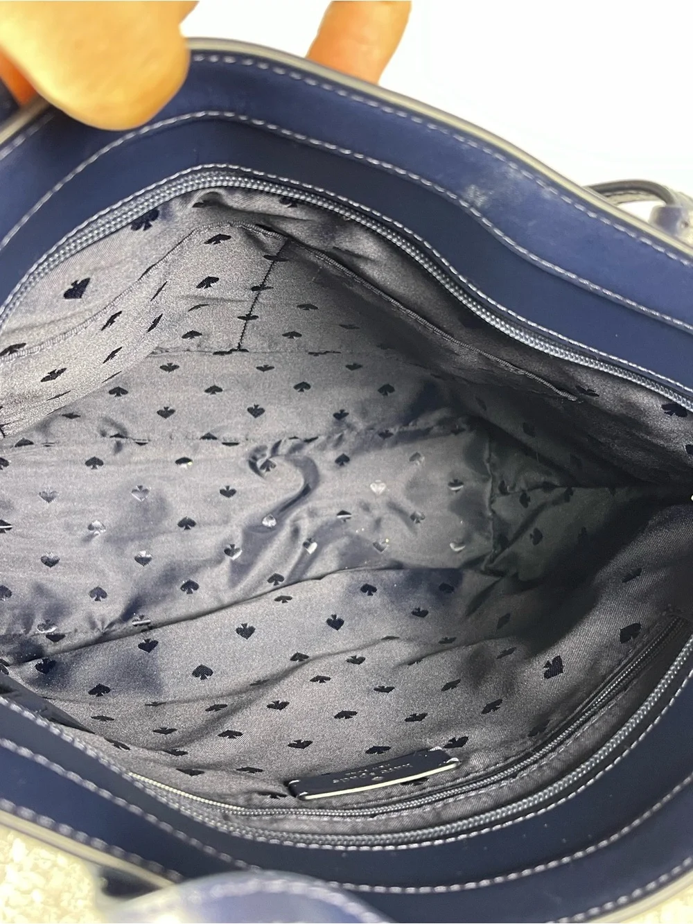 kate spade Navy Leather Tote with Tassel
